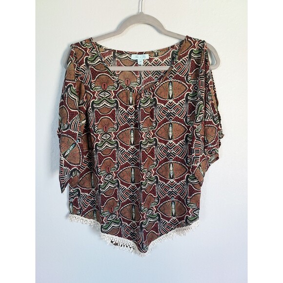 Anthropologie She & Sky Womens Medium 3/4 Slit Sleeve NEW Silk Polyester - Picture 1 of 4